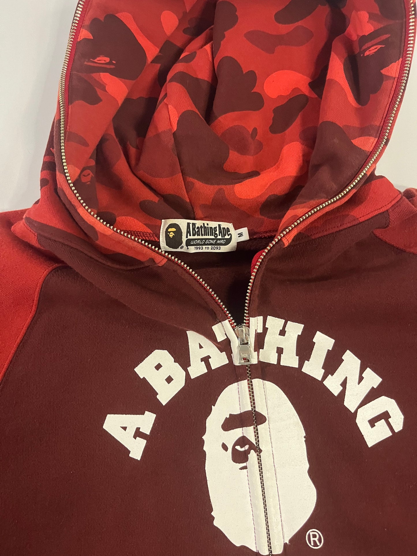A Bathing Ape Full zip hoodie Red Camo
